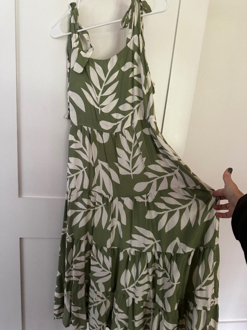 PrettyGarden Green & White Printed Dress